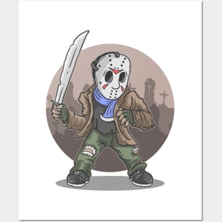 Halloween Hockey Jason voorhees with machete Funny Gift Posters and Art